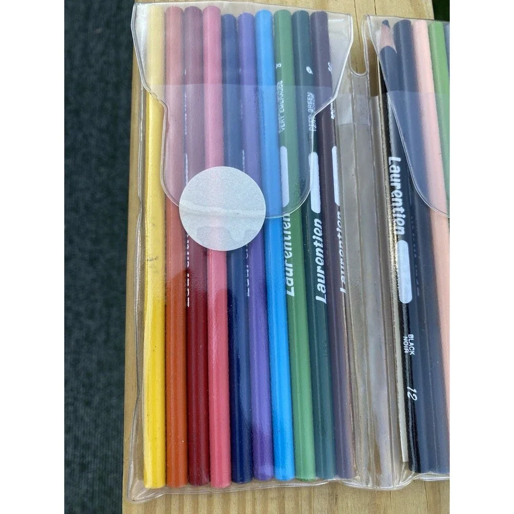 Vtg 80s LAURENTIEN 20 BRILLIANT COLORED PENCILS CRAYONS only 1 Sharp Pencil USA